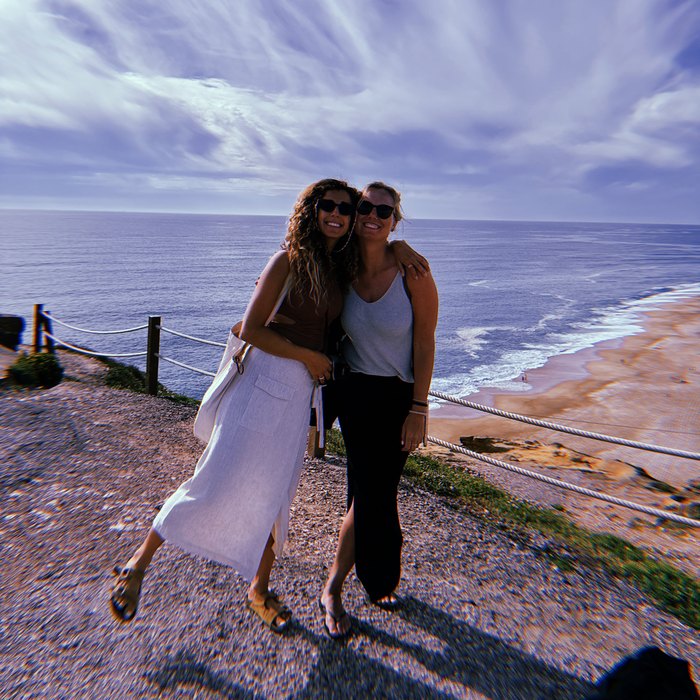 Sara and Mariska on a coastal cliff